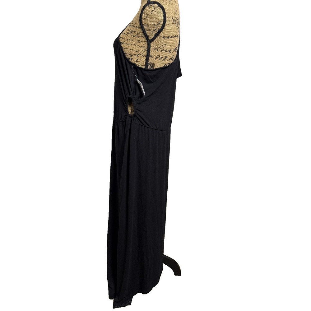Old Navy Black One Shoulder Cutout‎ Midi Dress 2X Pullover Retro Minimalist - Picture 4 of 15